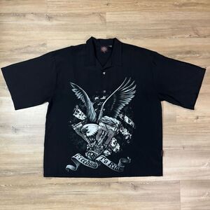 Dragonfly Roadhouse Size 5XL Short Sleeve Freedom To Ride Button Up Black Biker